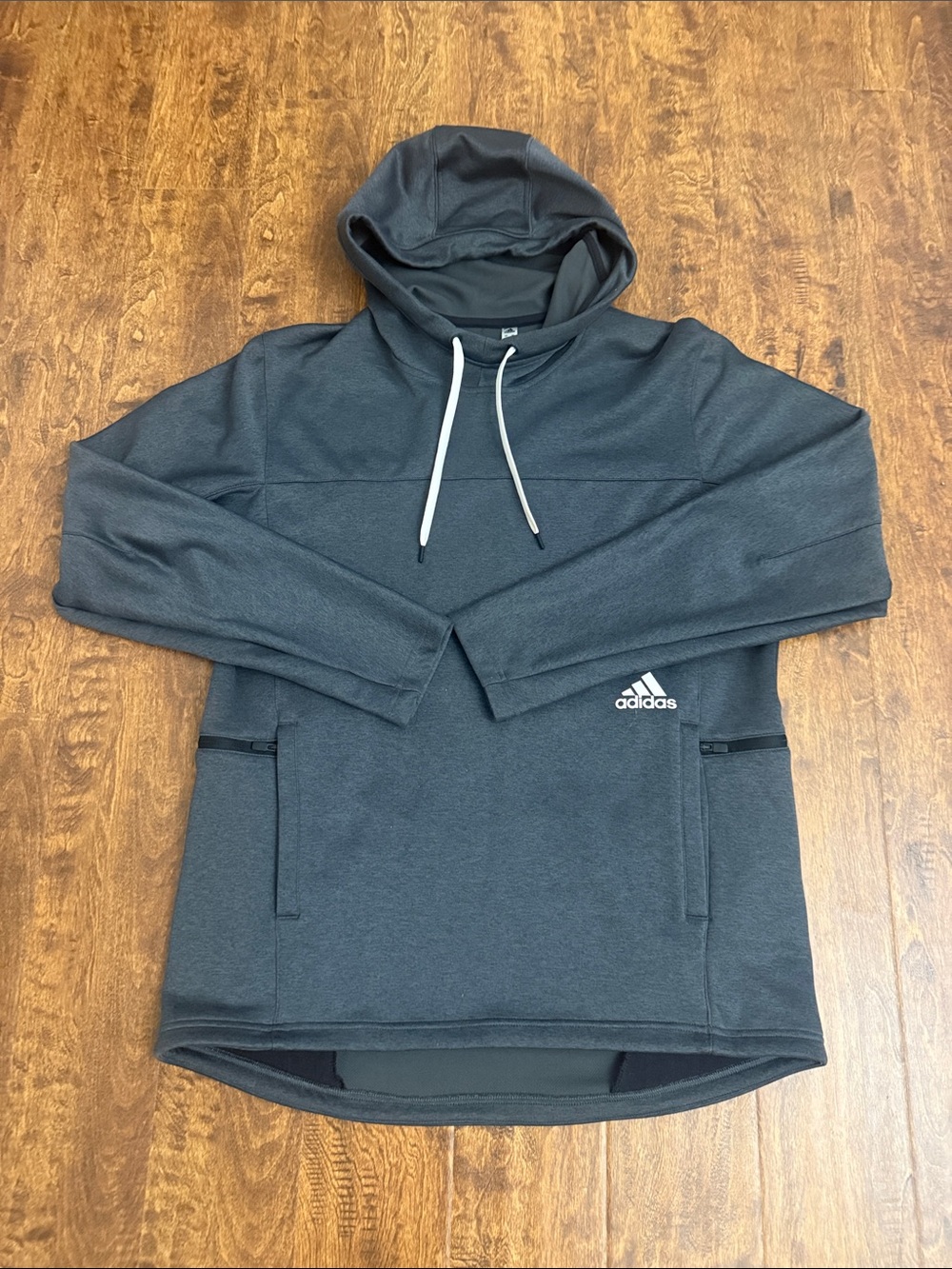 adidas Men's Charcoal Gray Hooded Pullover Sweatshirt